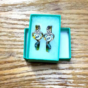New Philadelphia eagles earrings curved gold tone silver tone rhinestone Eagles